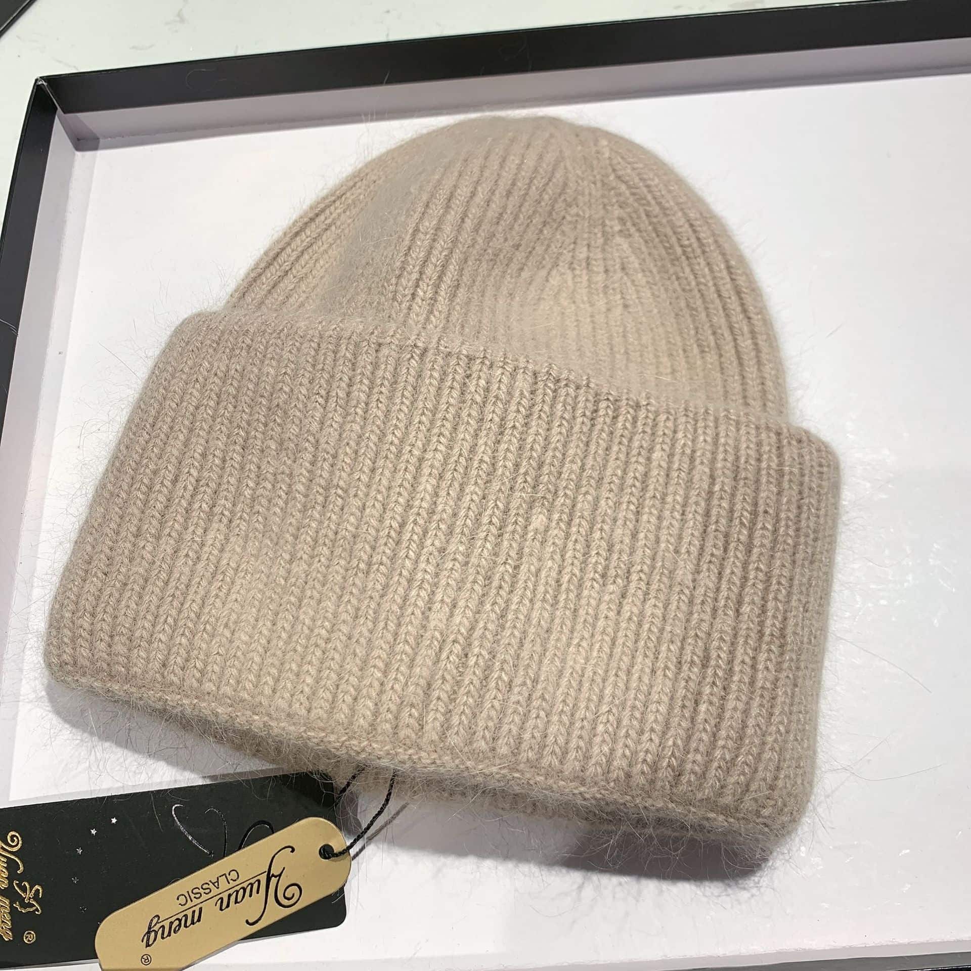 H00006 冬ウサギの毛の女性ニット帽